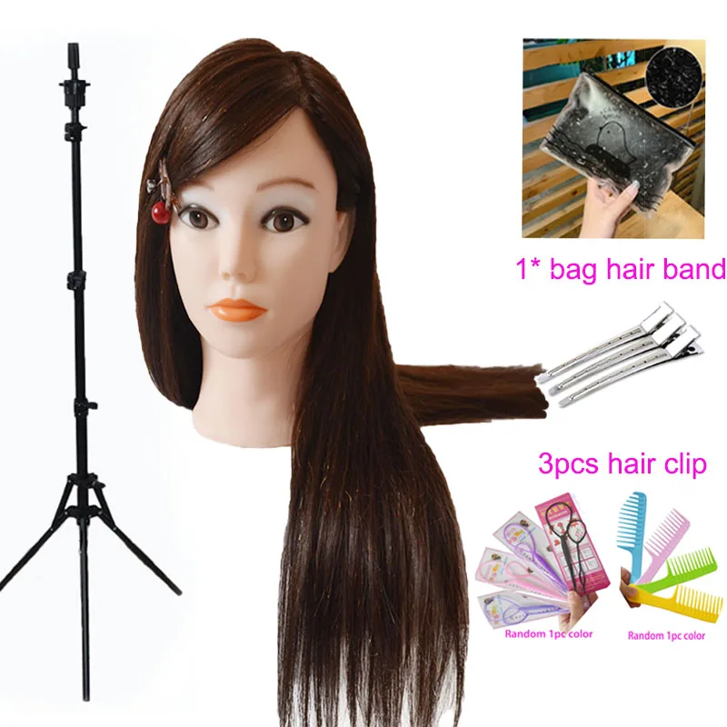 

Training Mannequin Head To Practice Hairstyles Human Hair Mix Synthetic Hair Doll Head Professional Styling Head Hairdresser