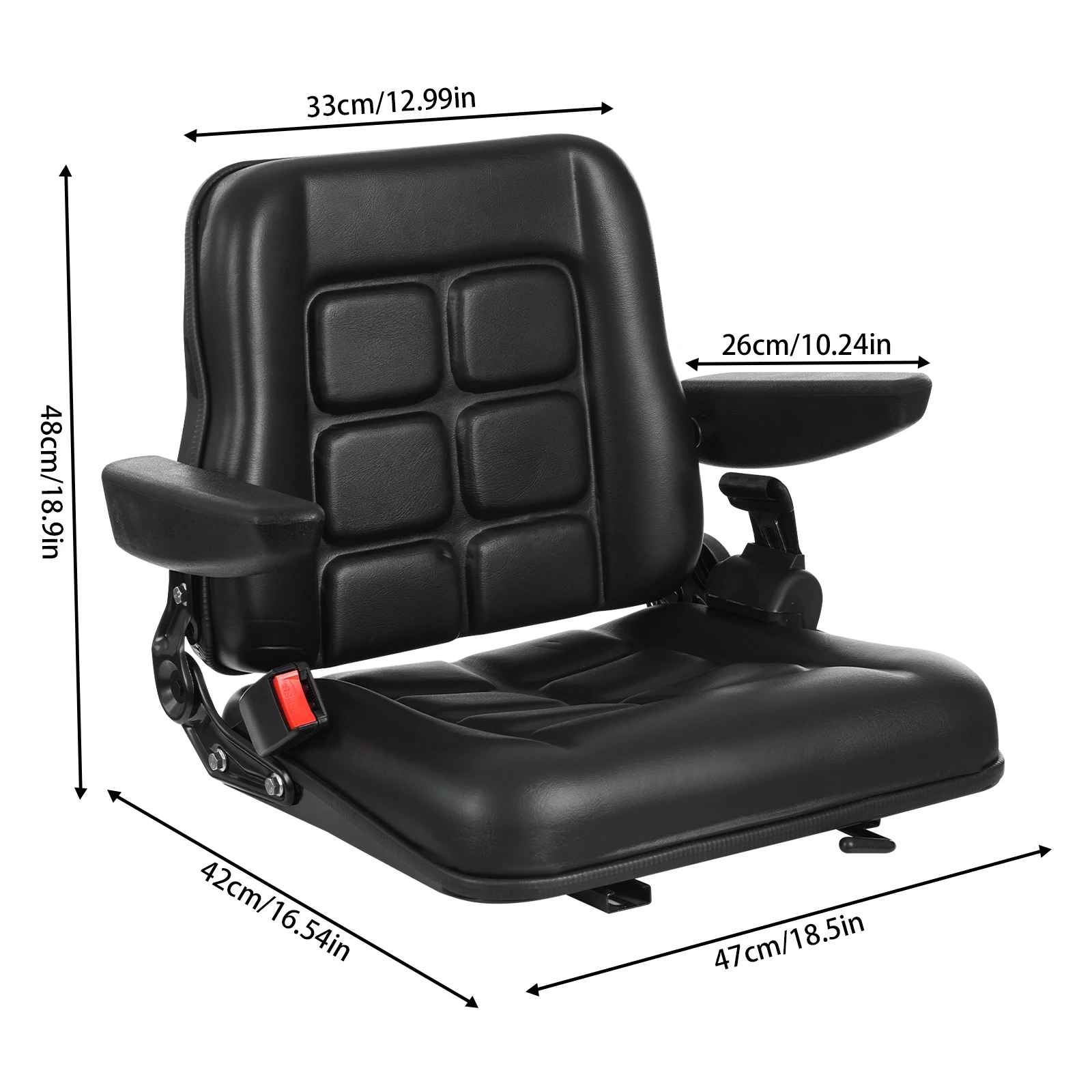 Gabelstapler-Sitz Ergonomischer Traktor-Baggerfahrersitz UTV ATV-Sitz mit Sicherheitsgurt & Armlehne – Detail 2