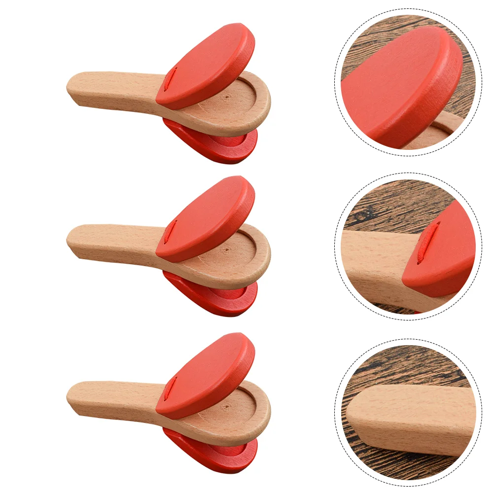 

3 Pcs Castanets Wooden Plaything Baby Toy Percussion Kids Baby Handhold Infant Instrument