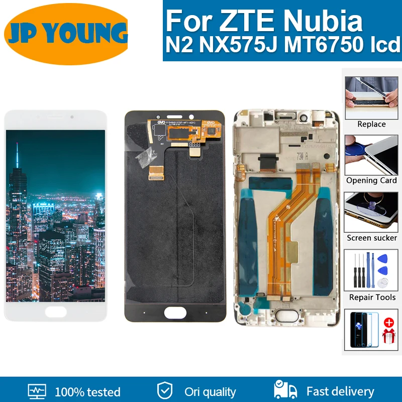 5 ''оригинальный AMOLED для ZTE Nubia N2 NX575J MT6750 ЖК-дисплей с рамкой зеркальная