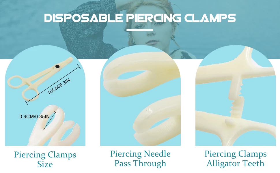 98/69/48/7PCS Piercing Tool Kit Professionelle Ohr Nase Piercing Nadeln Clamp Handschuh Marker stift Tragus Lip Nabel Piercing Werkzeug Set – Detail 14