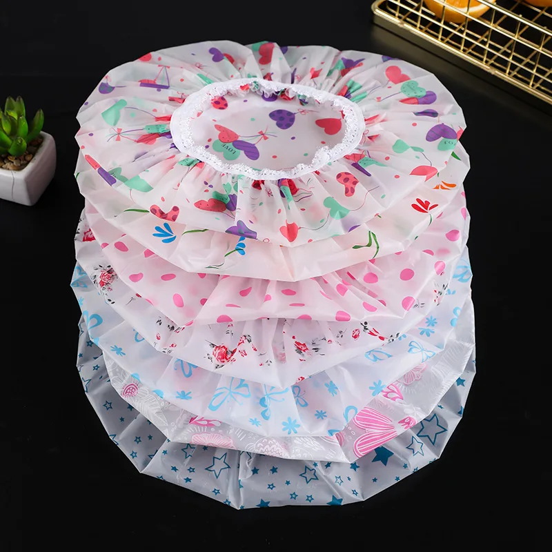 Waterproof Dustproof Oil-proof Shower Cap With Elastic Thicken Reusable Dry Hair Sanitary Hat Shower Kitchen Clean Cooking for shower cap,waterproof shower cap,dry hair cap