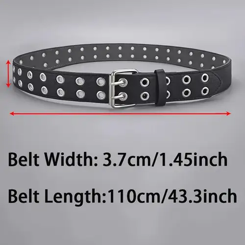 1pc Women's Belt Trend Simple Double Hole Men Belt Punk Hip Hop Rock Style Subculture Y2K Belt Punch Free Belt for Men and Women - Image 4