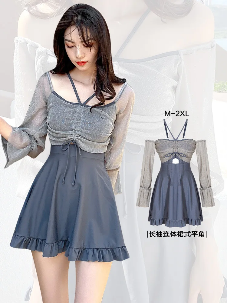 

Ins Swimwear High Waist Biquini Push Up Sexy Off Shoulder Bikini Women Swimsuit Skirted Bikinis Ruffle Bathing Suit Korea Beach