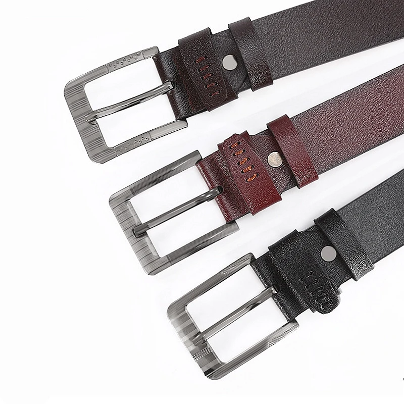 VOOTHOST Herrelæderbælte med vendbar spænde, mærke, herretaljebælter i okseskind til jeans, roterede designertilbehør, høj kvalitet VA070_voghion.com