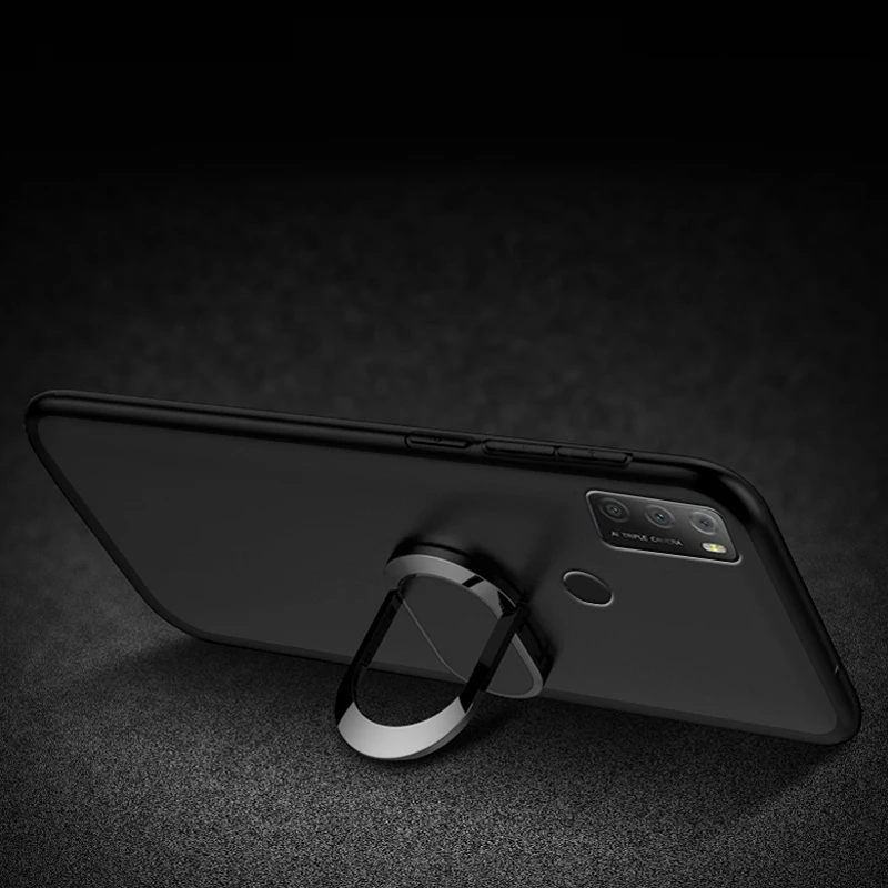 전화 Funda TCL 20E 케이스 TCL 20E 커버에 대한 6.52 인치 블루 레드 블랙 손가락 반지 소프트 실리콘 Coque
