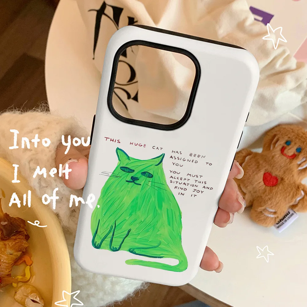 Fluorescent Green Funny Cat 2-in-1 Sturdy Phone Case and Back Cover
