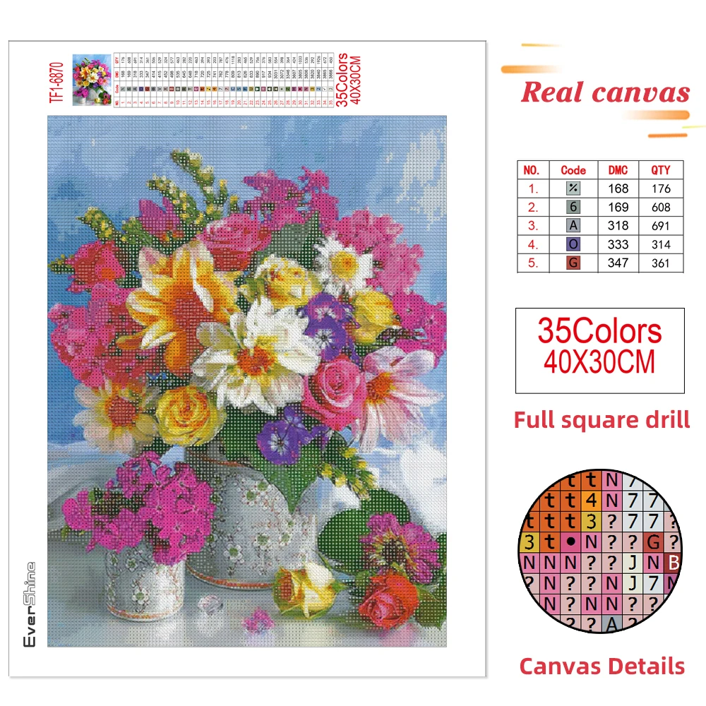 Diamond Painting EverShine 5D Daisy Complete Kit Full Square Mosaic Embroidery Flower Cross Stitch Scenery Handmade Hobby