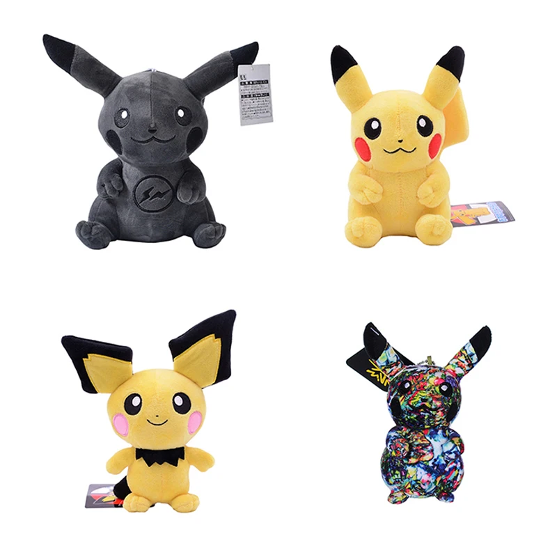 

Pokemon Pikachu Graffiti Dark Lightning Style Cute Anime Plush Edition Fabric Art Keychain Pendant Kids Toy Gift Home Decor