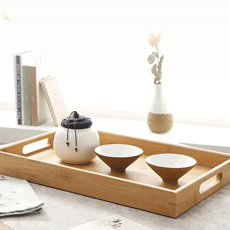 Bamboo Wooden Tray Japanese Bread Snack Solid Wood Household Kung Fu Tea Set Water Cup Plate Hotel Plates Home Kitchen Supplies 4