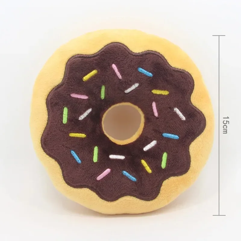Dog Toys Donut Plush Soundmaking Cute Toy Pets Dog Squeaky Sound Funny Interactive Bite-Resistant Chew Biting Teeth Grinding 4