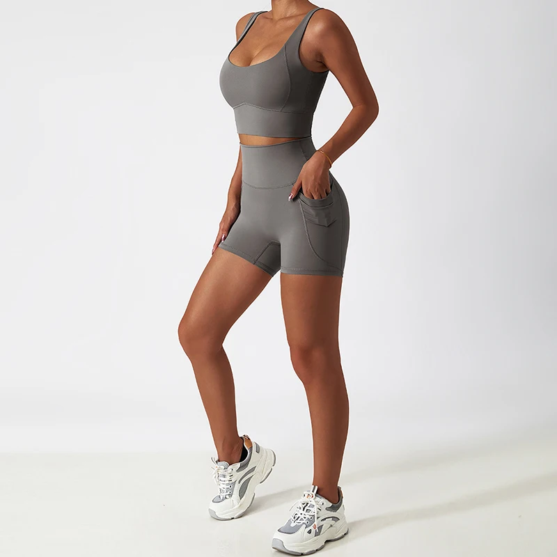 Hearuisavy Two-piece Shockproof Sports Suits Women Gym Yoga Fitness Set