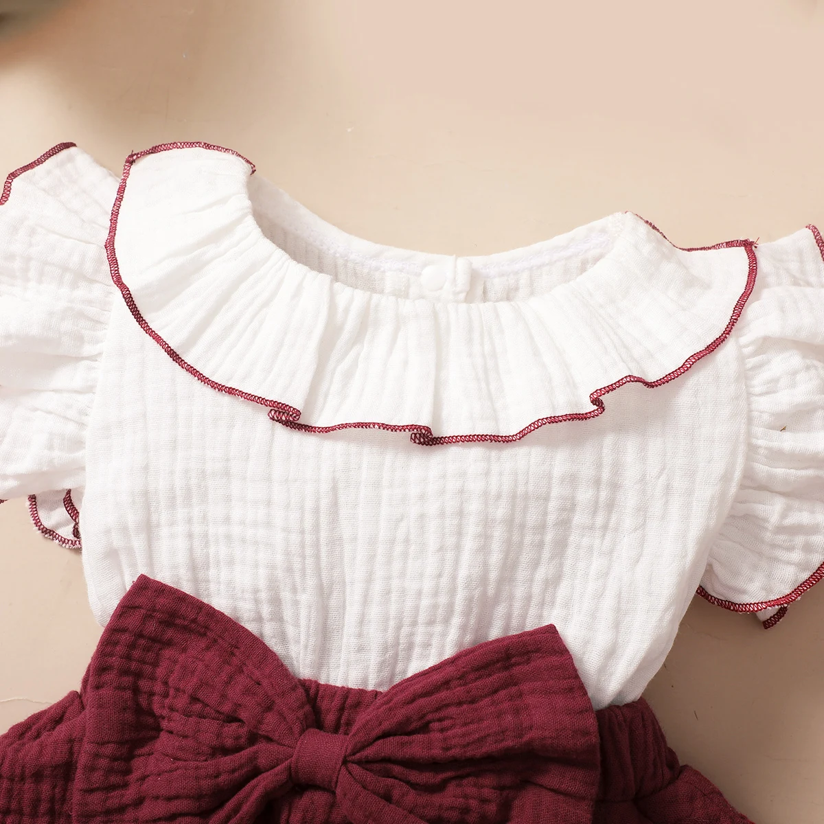 Baby Girl Red Wine & White Cupcake Dress 3