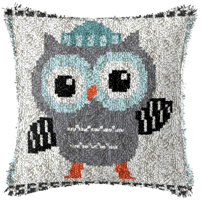 Owl Series Latch Hook Kit Knot Pillow Package Cartoon Animal Cat Embroidery Latch Hook Kit Cushion Pillowcase Set DIY