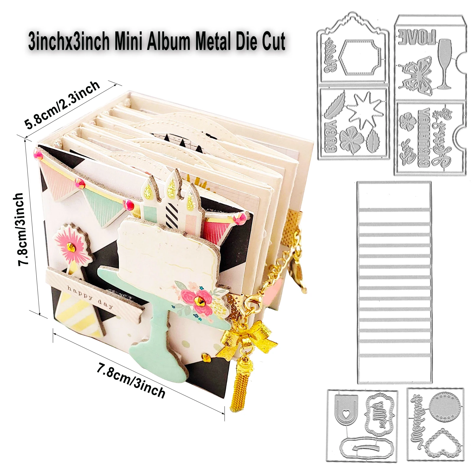 Dies De Découpe DELORIGIN Mini Livre 3D - Pour Scrapbooking, Cartes DIY