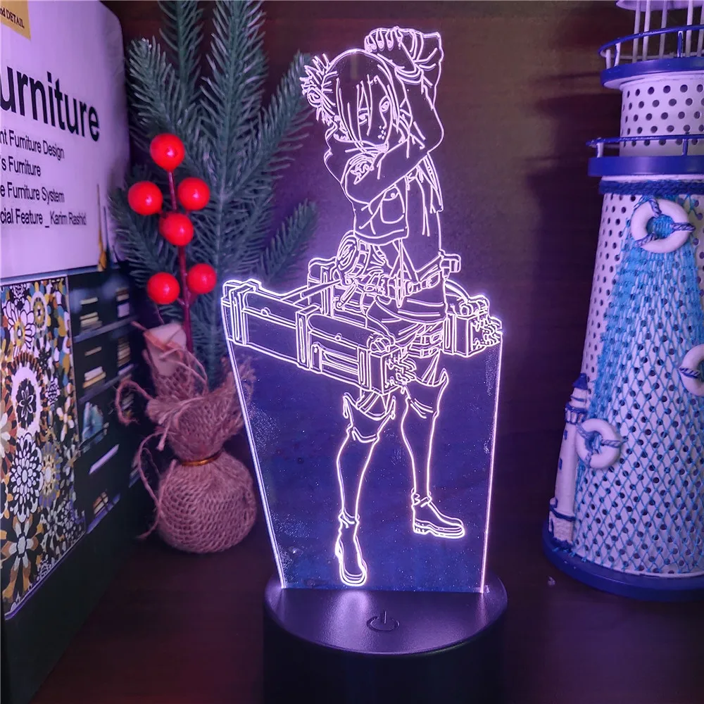 Annie Leonhart Anime 3D Night Lights Attack on Titan Colorful Decor Led Lampara Visual Table Lighting Bedroom Illuminator Lamp