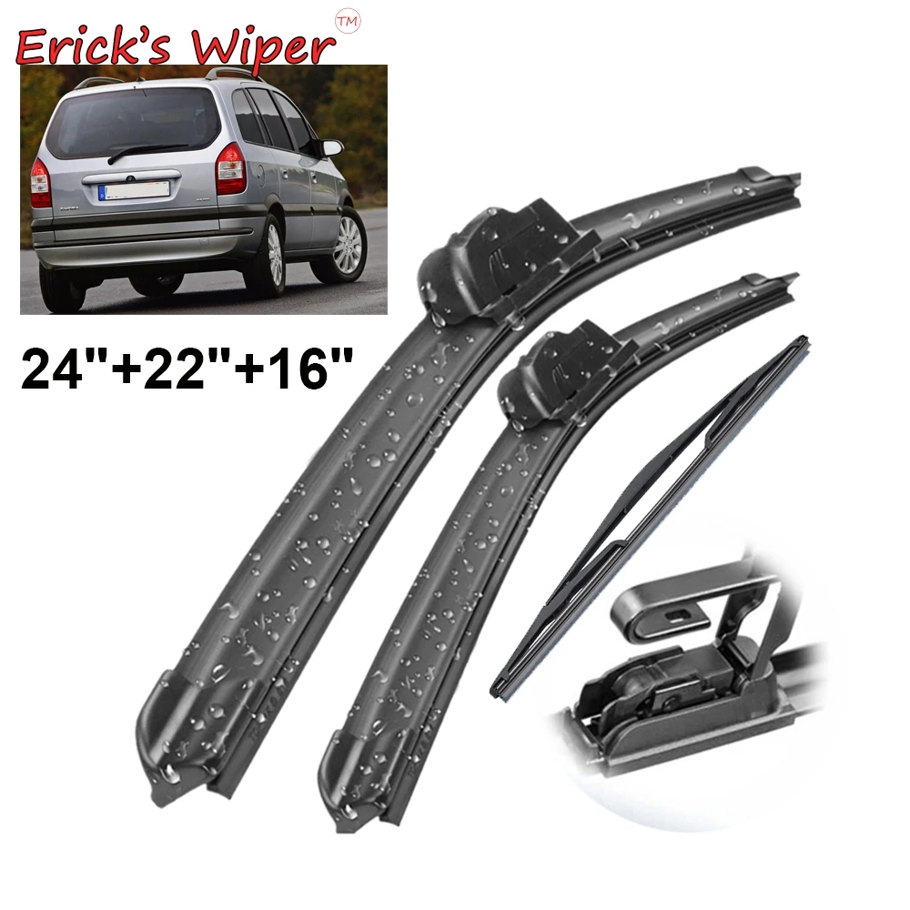 Erick's Wiper Front & Rear Wiper Blades Set Kit For Opel Zafira A Windshield Windscreen Window Brushes 24"+22"+16"