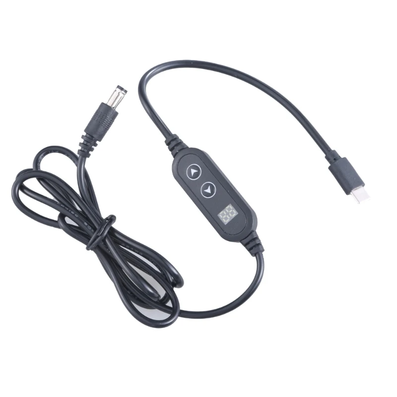 USB C to DC5525 Power Cord Wire Type C to 5.5x2.5mm Voltages Adjustment Cable