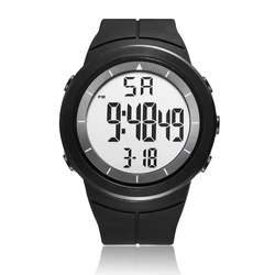 Men's Black Tactical Digital Waterproof Watch with Large Dial and Multifunction Features (Black white)