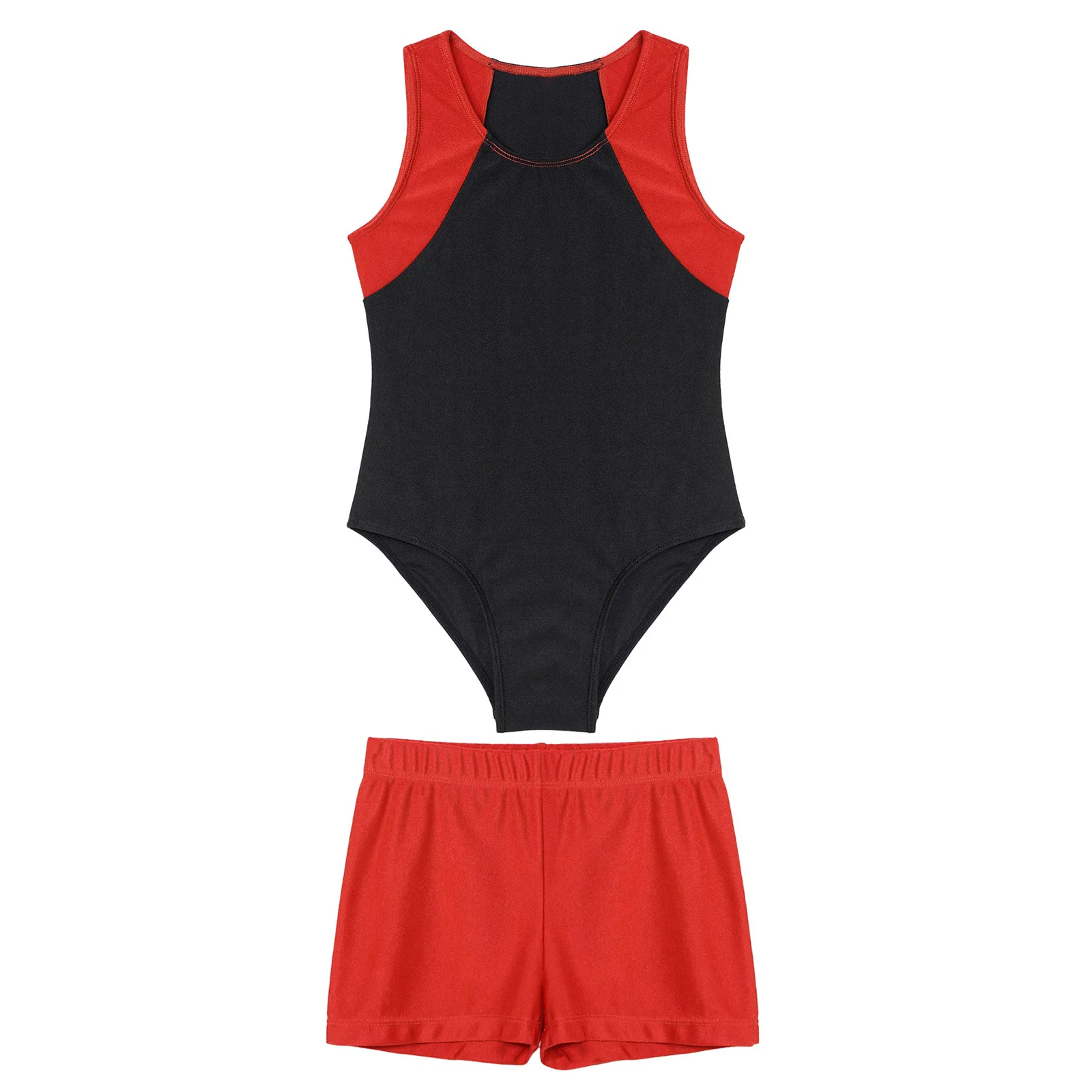 Kids Boys Ballet Dance Leotard Sleeveless Bodysuit Teens Gymnastics Jumpsuit with Shorts Set for Skating Yoga Workout Costume