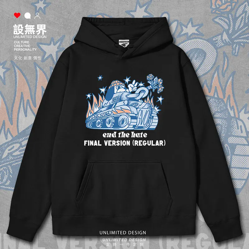 

Tank Dog Anti War and Peaceful Launch of Flowers Retro mens hoodies new casual white Sportswear jerseys autumn winter clothes