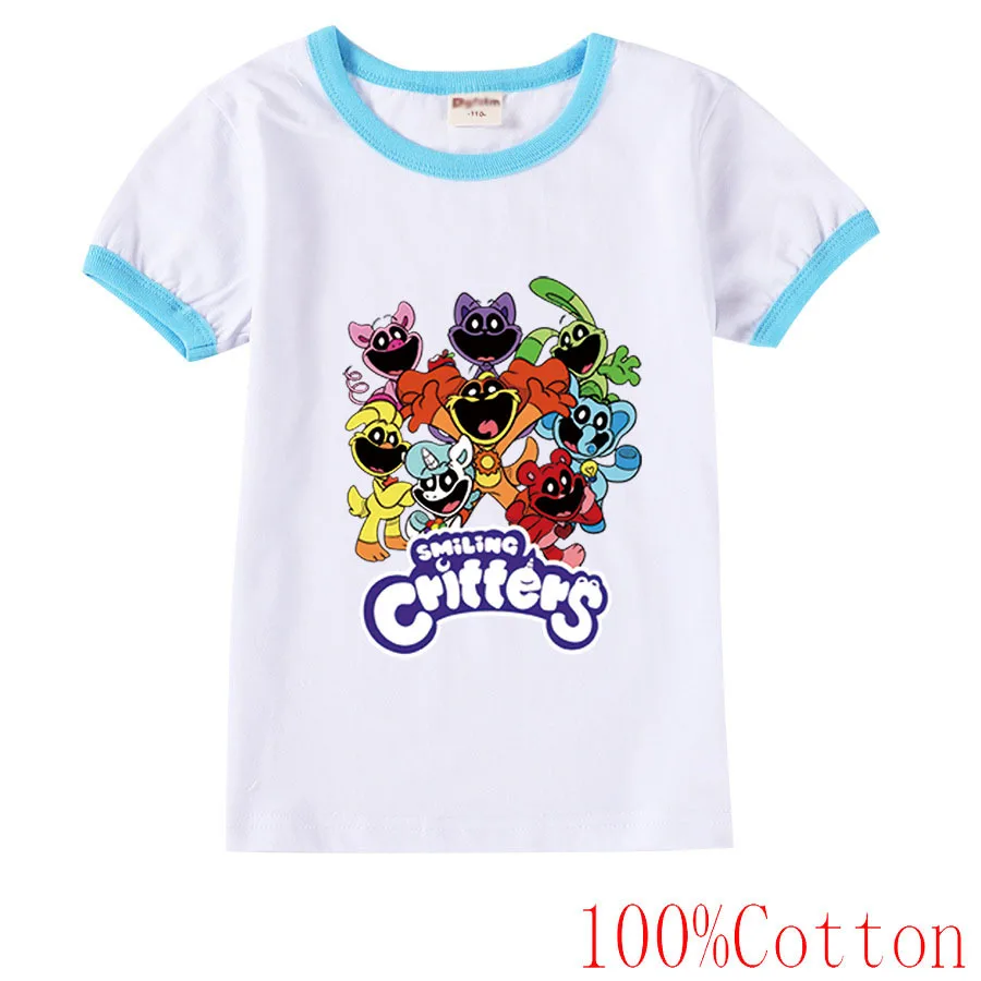 

Smiling Critters Children T-Shirts Game Tee Shirt Kid Cartoons Kawaii Casual Clothes Anime Boy Girl Tops Short Sleeve Tops