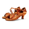 CLYFAN Quality Women's Silk Satin Latin Dance Shoes Professional Ballroom Salsa Pratice Performance Dacing Shoes 6