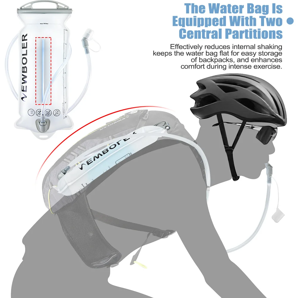 Water Bladder Hydration Backpack 2L Capacity PEVA Water Bag Reservoir For Running Cycling Hydration Storage Bag NEWBOLER