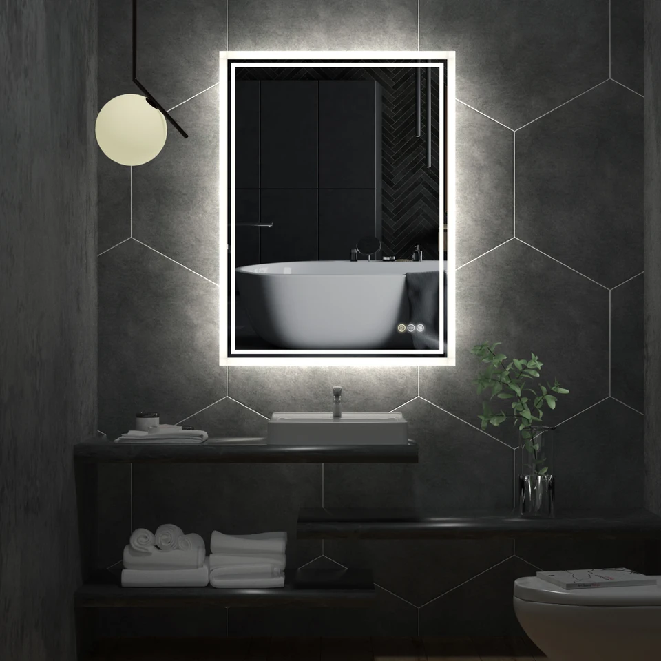 LED Backlit Bathroom Vanity Mirror with Dimmer