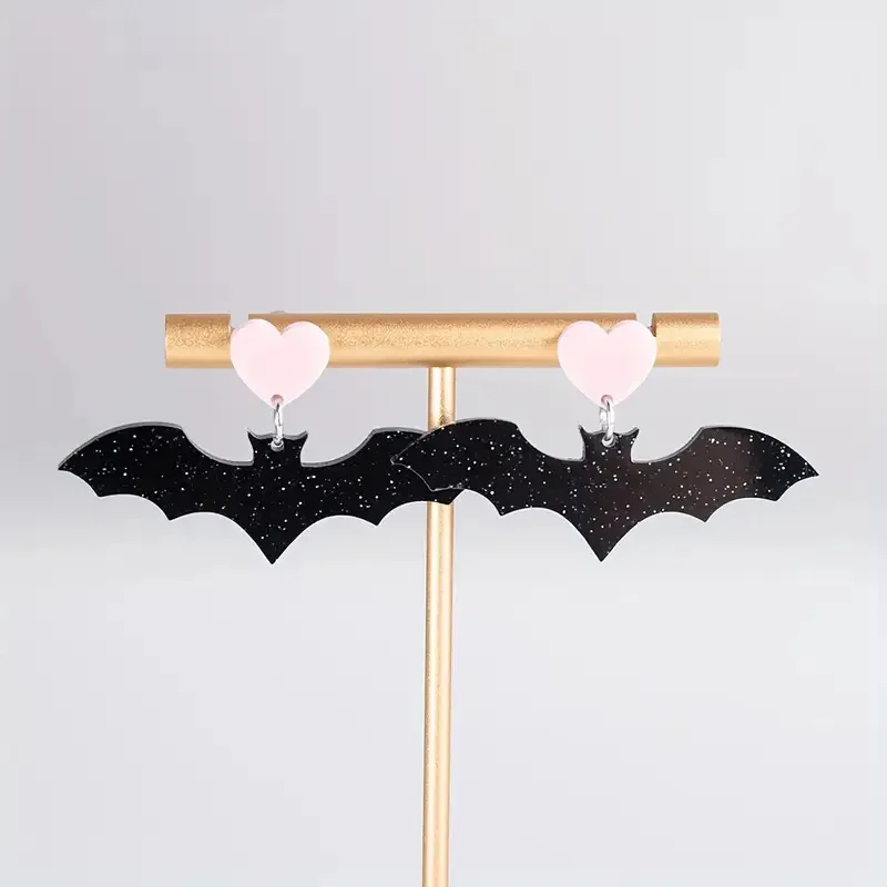 Halloween Spider Pumpkin Bat Earrings  Gothic Acrylic Statement Jewelry for Women,Party Halloween Accessories Ghost House Design