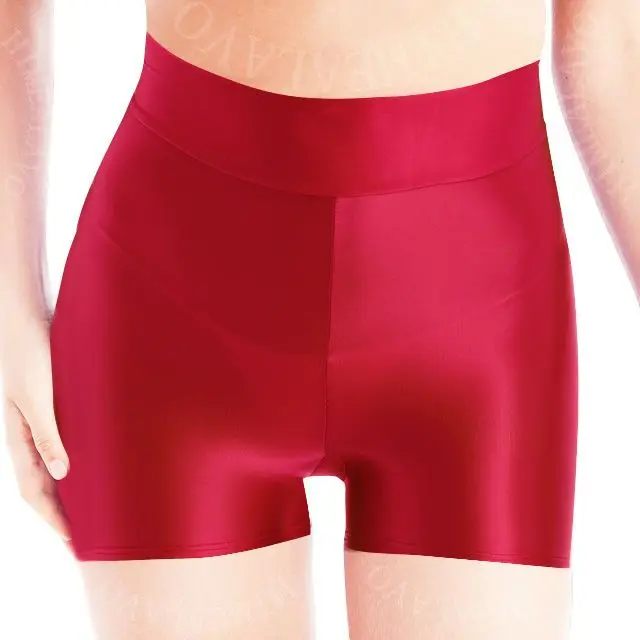 Glossy See Through High Waist Women Underwear Shorts Elastic Yoga Underpant Plus Size Boxer Panties