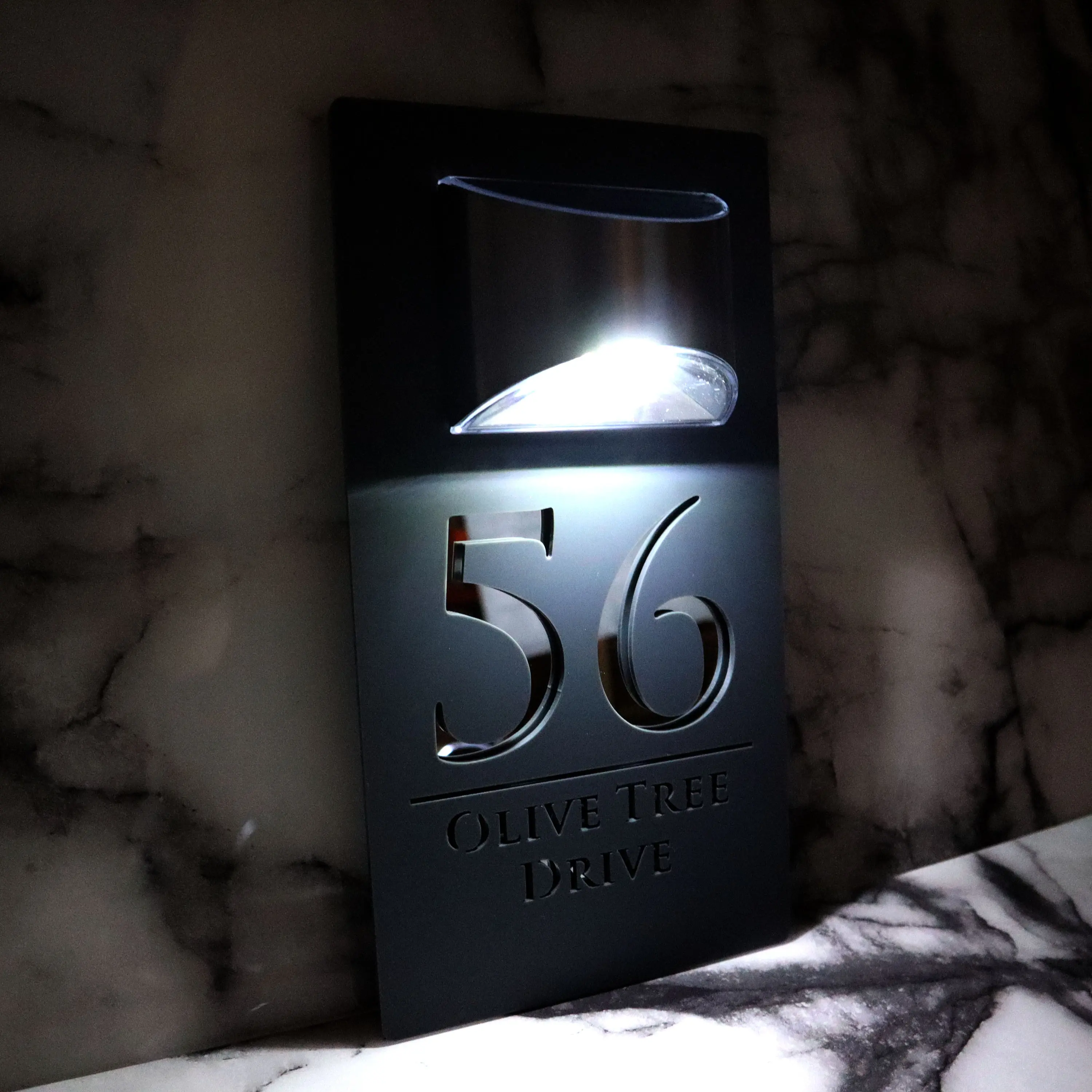 Number Door Sign Plaque Solar LED Lit Personalized Acrylic Laser Cut House Number Sign Outdoor Plate Family Name Solar house number signs door signs house numbers house wall plaques number plate