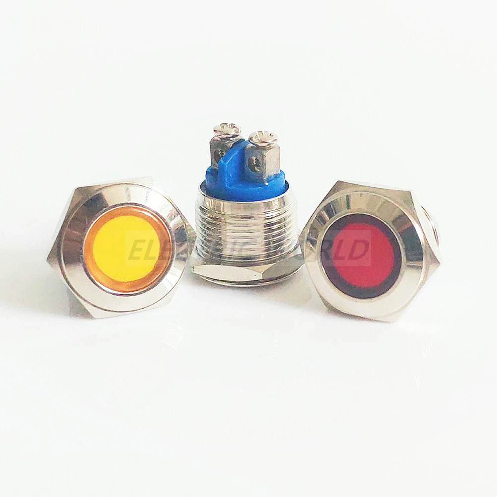 Lámpara indicadora de Metal de 19mm, luz señal impermeable, cinco colores, redonda, botón plano, de tornillo, botón metal LED|Luces - AliExpress