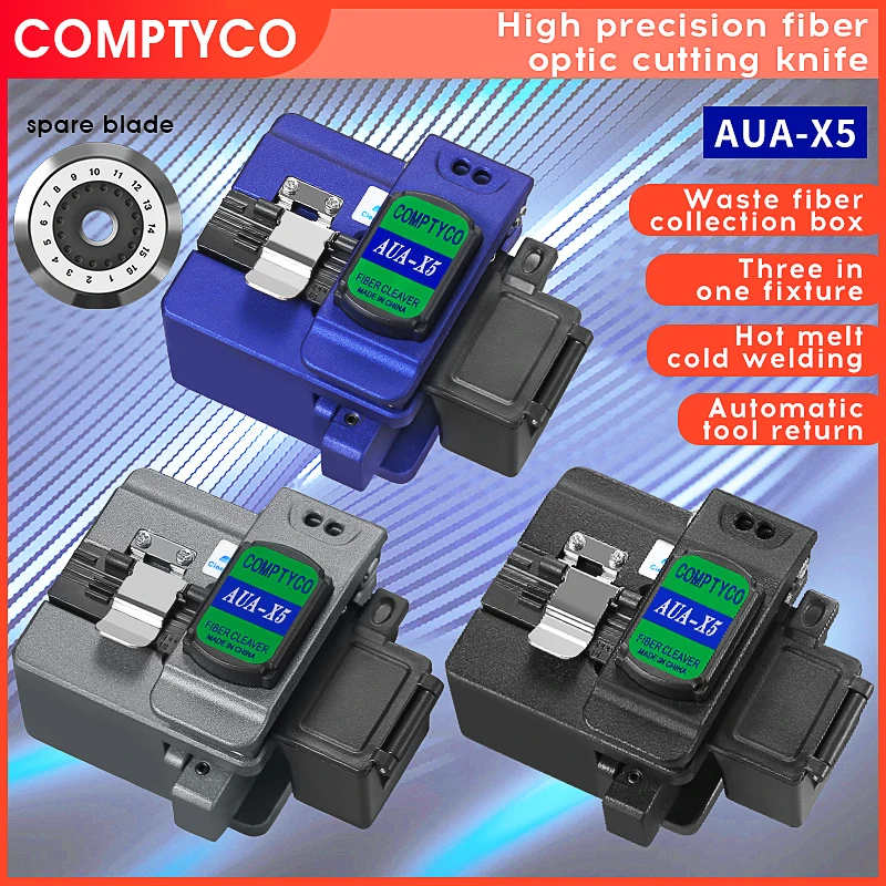 AUA-X5 FTTH High-precision for Cold Joint/Hot Melt Optical Fiber Cleaver Machine with 16 Surface Blade Cutting Tool fiber cleaver fc 6s optical fiber cutting fiber cutter cold contection for fiber ftth instrument