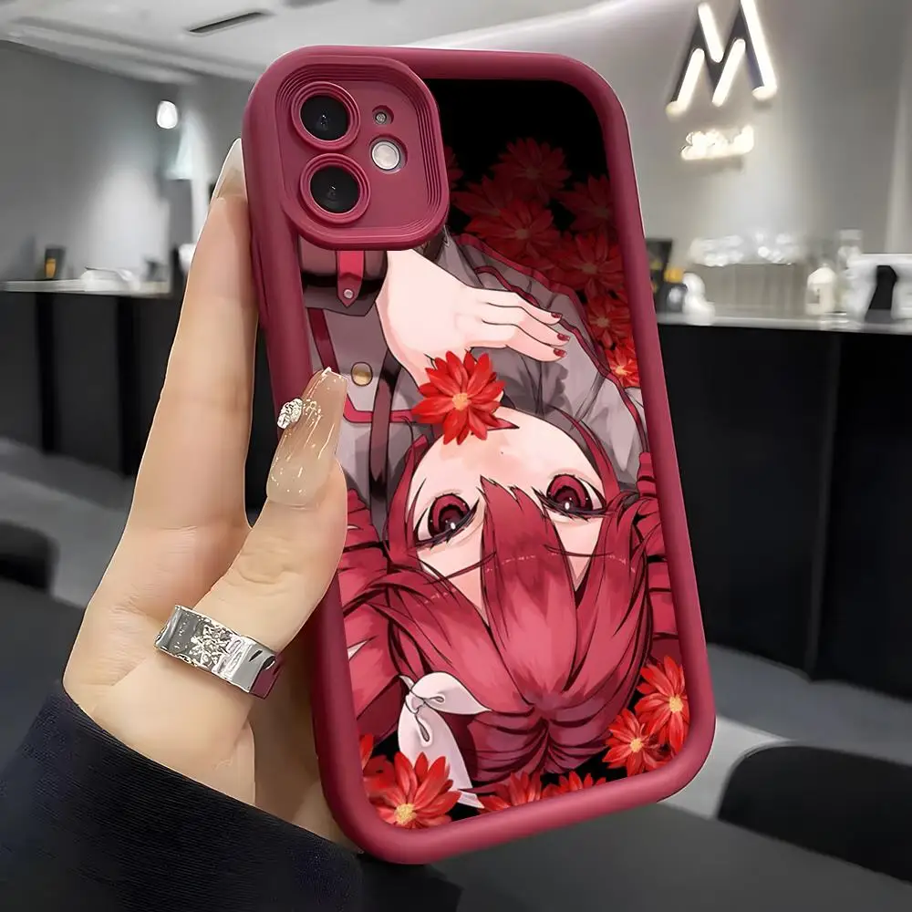 Wine Red Soft Silicone Phone Case Featuring K-Kasane Teto Design