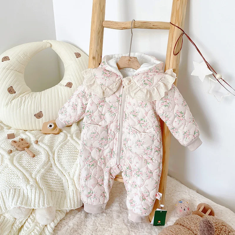 

MILANCEL Winter Baby Romper Embroidery Girls Jumpsuits Peter Pan Collar Infant Outfit
