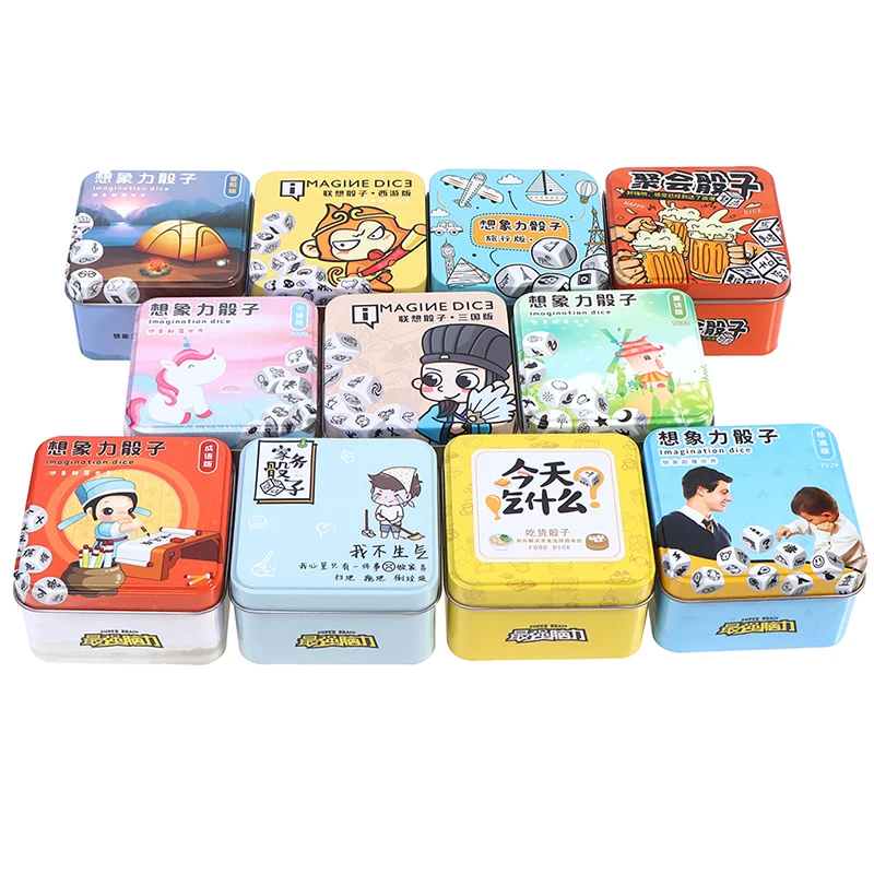 Story Dice Puzzle Board Game Telling Story Metal Boxes Family/Party/Friends Parents with Children Funny English Game