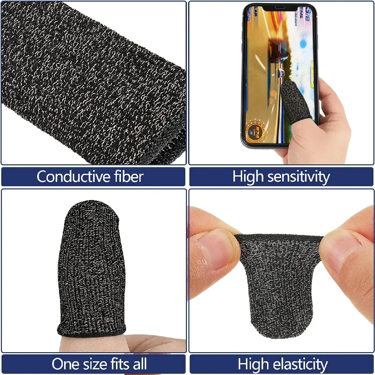 Gaming Finger Sleeves Finger Sweat Proof Waterproof Thumbs 12Pcs