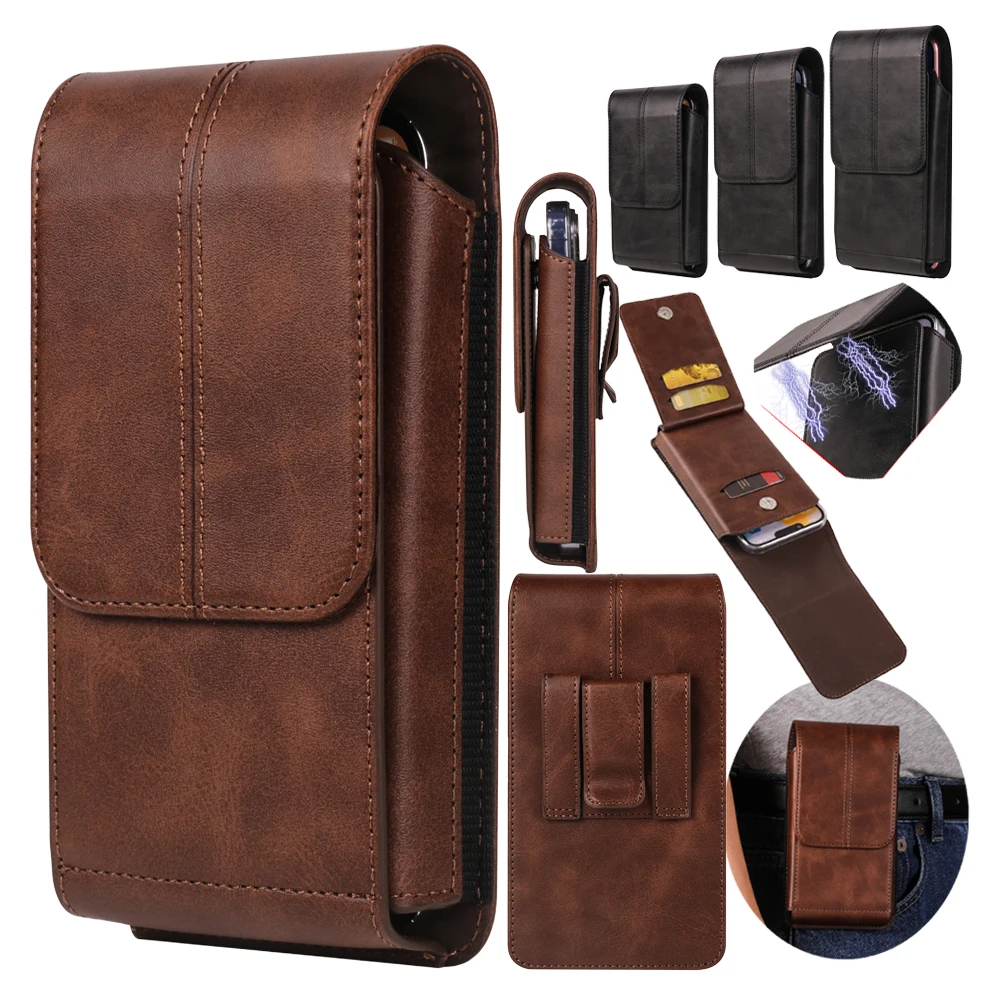 Universal PU Leather Mobile Phone Holster with Card Slots