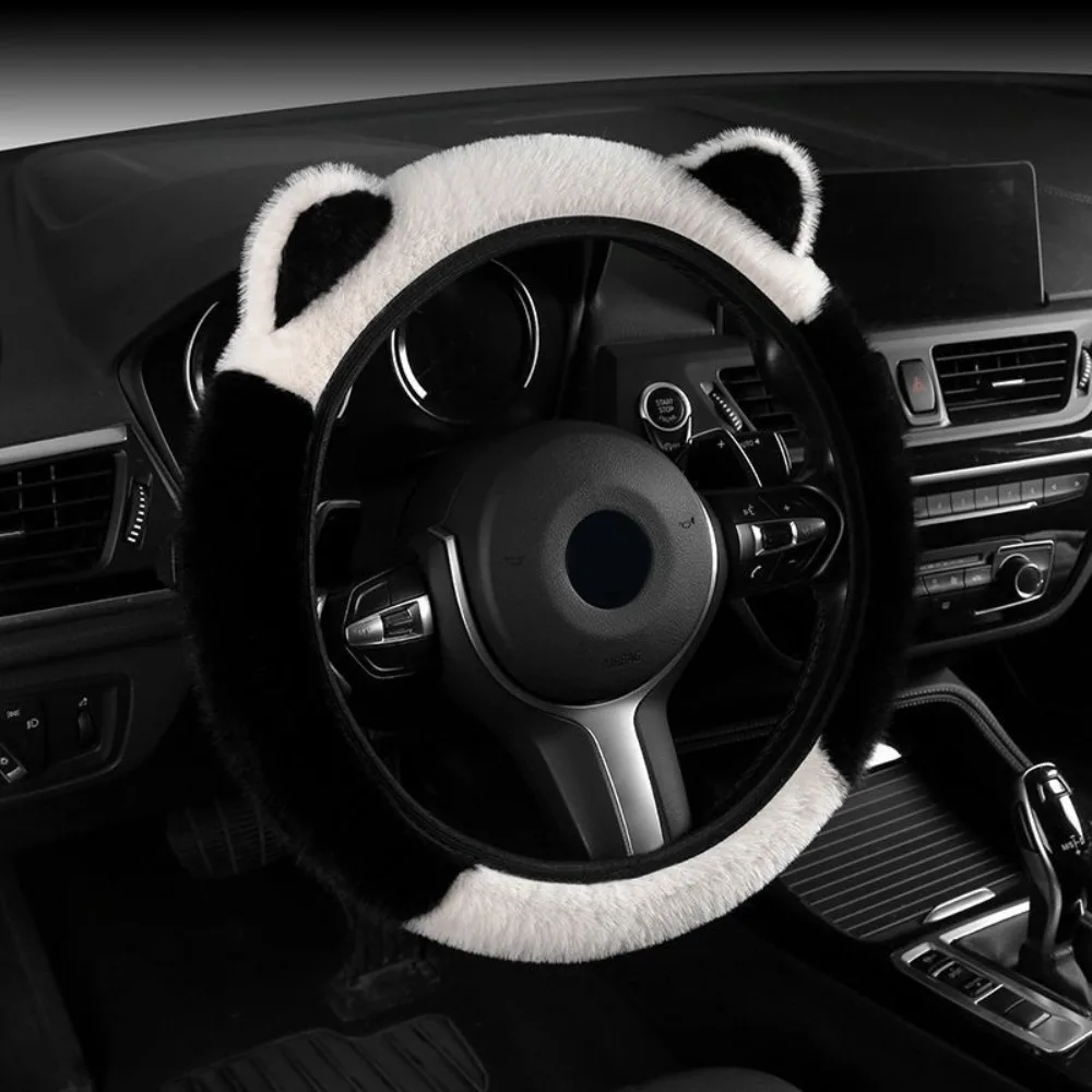 Coprivolante invernale antiscivolo Coprivolante morbido e caldo in peluche Coprivolante elastico carino con orecchie di gatto per lo sterzo dell'auto  34