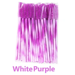 ANNAFRIS 50-Pack Disposable Crystal Eyelash & Eyebrow Brushes (White Purple)
