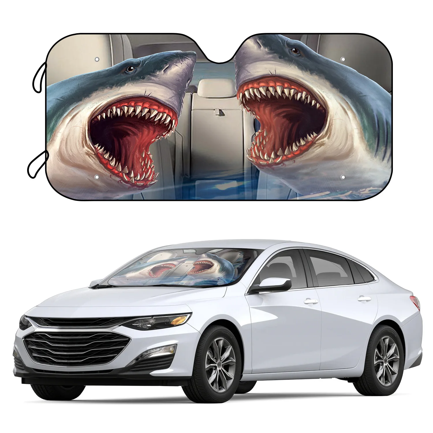 

1pc Shark Car Windshield Sunshade With 4 Free Suction Cups Foldable Front Auto Sun Shield Shade Visor Vehicle Accessories Keep Y