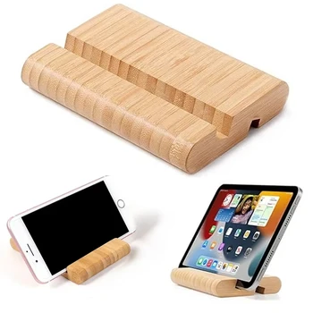 Supporto per telefono cellulare Supporto per tablet in legno per supporto da tavolo Supporto per tablet da scrivania Supporto mobile per tablet iPhone iPad e tutti i telefoni