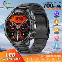 LIGE 2025 Outdoor Smart Watch Men 700mah Large Battery Flashlight Military Watches 1.90'' HD Bluetooth Call Sport Smartwatch Man