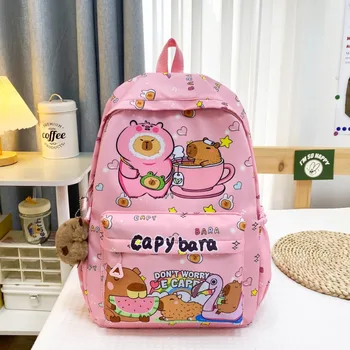 2025 Trend Large Capacity Capybara Book Bag Girl Nylon Backpack Kawaii Cartoon Student School Bag Cute College Backpack mochila 1