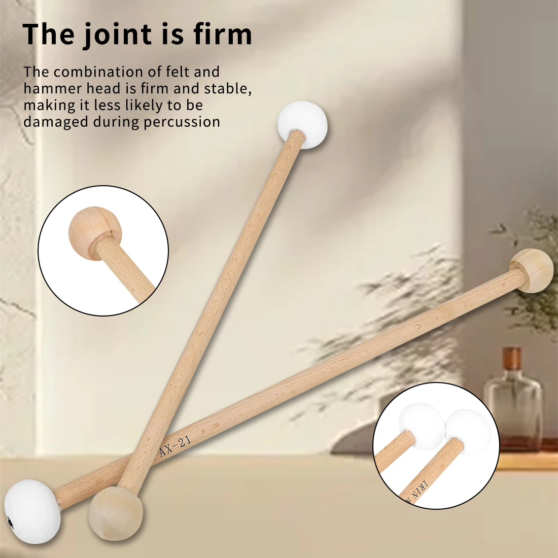 In mehreren Farben erhältlich. Schlaginstrument, Trommelstöcke, Schlägel, Jazz-Drum-Stick, doppelköpfiger Soundhammer für Trommelmarimba – Detail 17