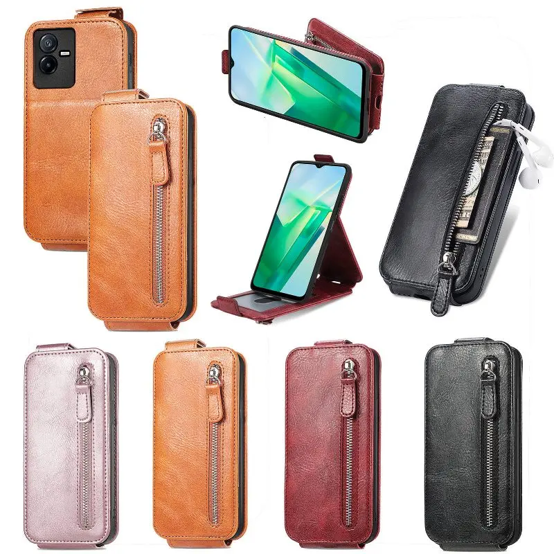 

Vertical Flip Cover Phone Case For Vivo T2X 5G X100 X90 X60 Pro X80 Lite X27 V29 V27 V25 V23e V21 V20 SE Y70 S18 Pro Phone Cover