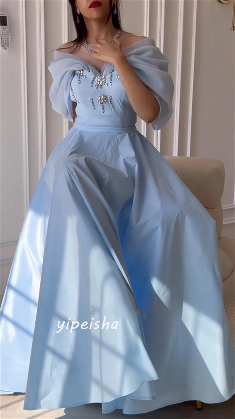 Simple Good Evening Gown Simple Modern Formal Evening Dresses Off Shoulder  A-Line Beading