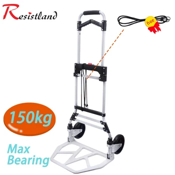 Carrello pieghevole con cuscinetto da 150 kg per bagagli Carrello pieghevole portatile pieghevole in alluminio per lo shopping da viaggio