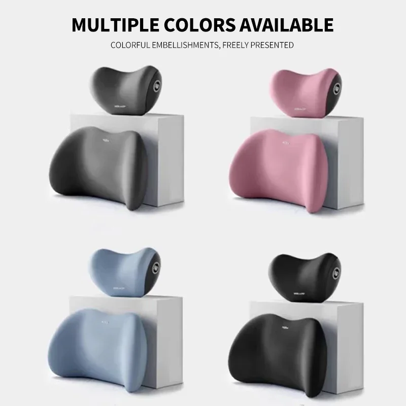 HOT Car Neck Pillow PU Leather Lumbar Waist Support For Seat Memory Backrest Headrest Cushion Auto Gadget Accesorios Interior